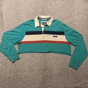 Vintage LL Bean Cropped Oversized Polo Long Sleeve Shirt